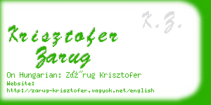 krisztofer zarug business card